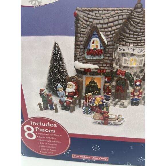 Snowflake Falls 8 Piece Porcelain Toy Castle Set Christmas Village Decor - Picture 4 of 12
